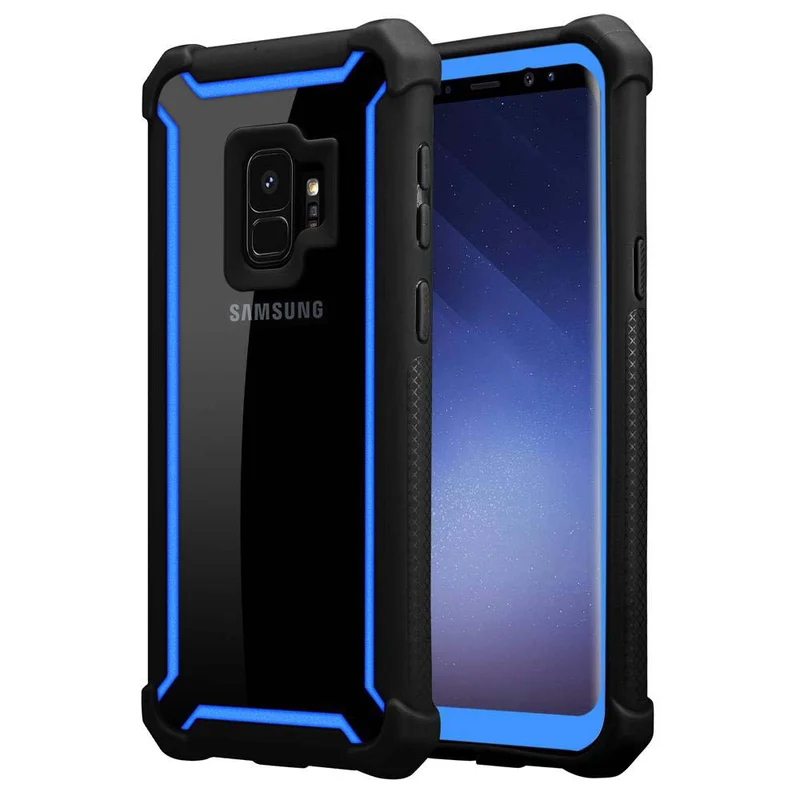 Cadorabo Hülle kompatibel mit Samsung Galaxy S9 2-in-1 Schutzhülle mit TPU Silikon-Rand und Acryl-Glas-Rücken