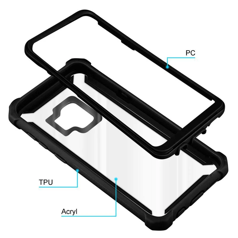 Cadorabo Hülle kompatibel mit Samsung Galaxy S9 2-in-1 Schutzhülle mit TPU Silikon-Rand und Acryl-Glas-Rücken