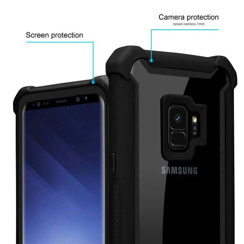 Cadorabo Hülle kompatibel mit Samsung Galaxy S9 2-in-1 Schutzhülle mit TPU Silikon-Rand und Acryl-Glas-Rücken