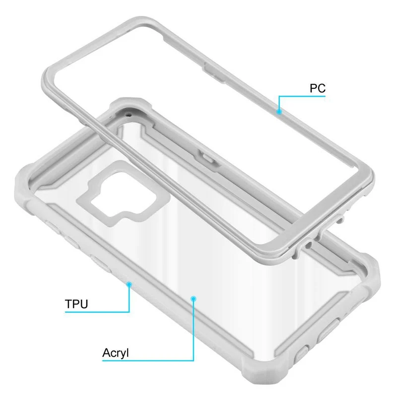 Cadorabo Hülle kompatibel mit Samsung Galaxy S9 2-in-1 Schutzhülle mit TPU Silikon-Rand und Acryl-Glas-Rücken