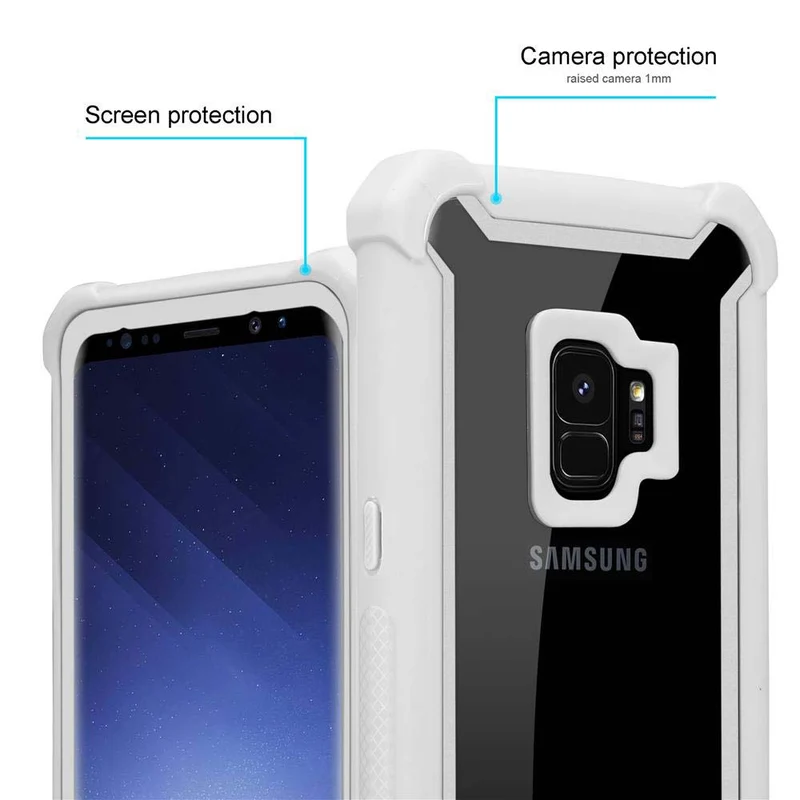 Cadorabo Hülle kompatibel mit Samsung Galaxy S9 2-in-1 Schutzhülle mit TPU Silikon-Rand und Acryl-Glas-Rücken