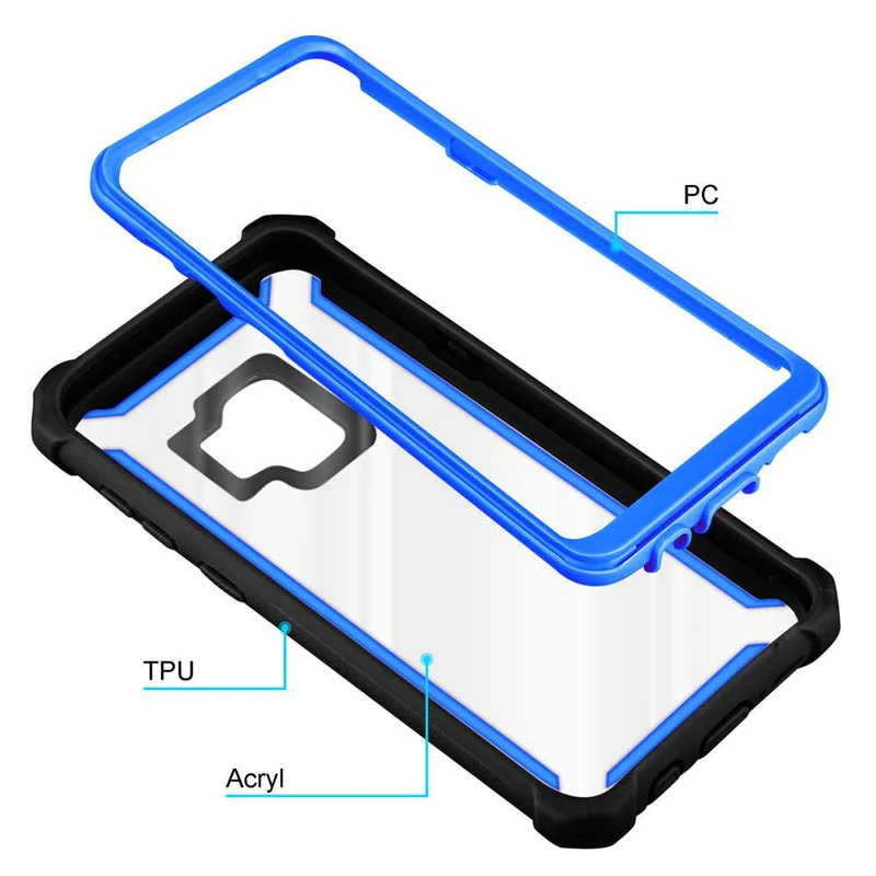 Cadorabo Hülle kompatibel mit Samsung Galaxy S9 2-in-1 Schutzhülle mit TPU Silikon-Rand und Acryl-Glas-Rücken