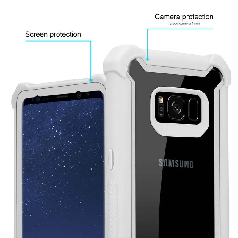 Cadorabo Hülle kompatibel mit Samsung Galaxy S8 PLUS 2-in-1 Schutzhülle mit TPU Silikon-Rand und Acryl-Glas-Rücken