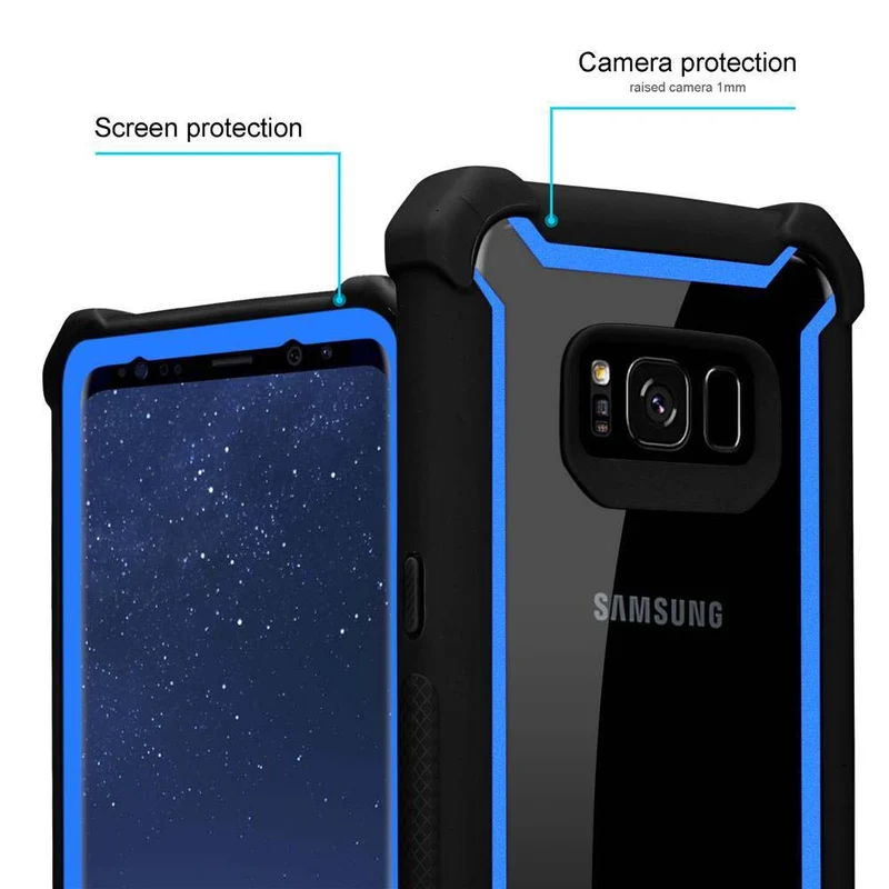 Cadorabo Hülle kompatibel mit Samsung Galaxy S8 PLUS 2-in-1 Schutzhülle mit TPU Silikon-Rand und Acryl-Glas-Rücken