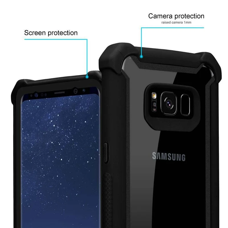 Cadorabo Hülle kompatibel mit Samsung Galaxy S8 2-in-1 Schutzhülle mit TPU Silikon-Rand und Acryl-Glas-Rücken