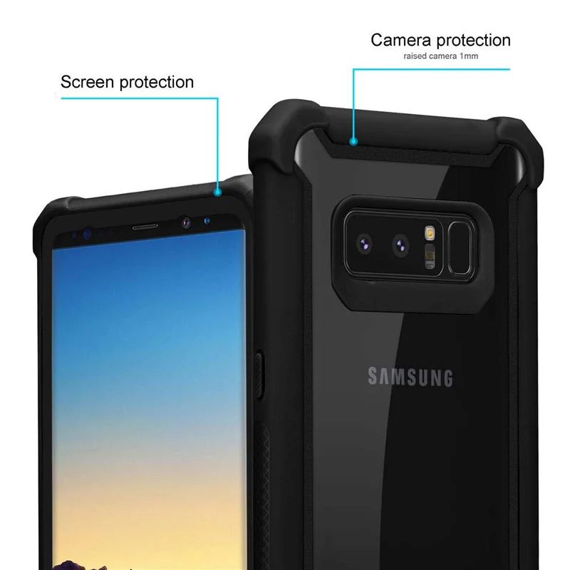 Cadorabo Hülle kompatibel mit Samsung Galaxy NOTE 8 2-in-1 Schutzhülle mit TPU Silikon-Rand und Acryl-Glas-Rücken
