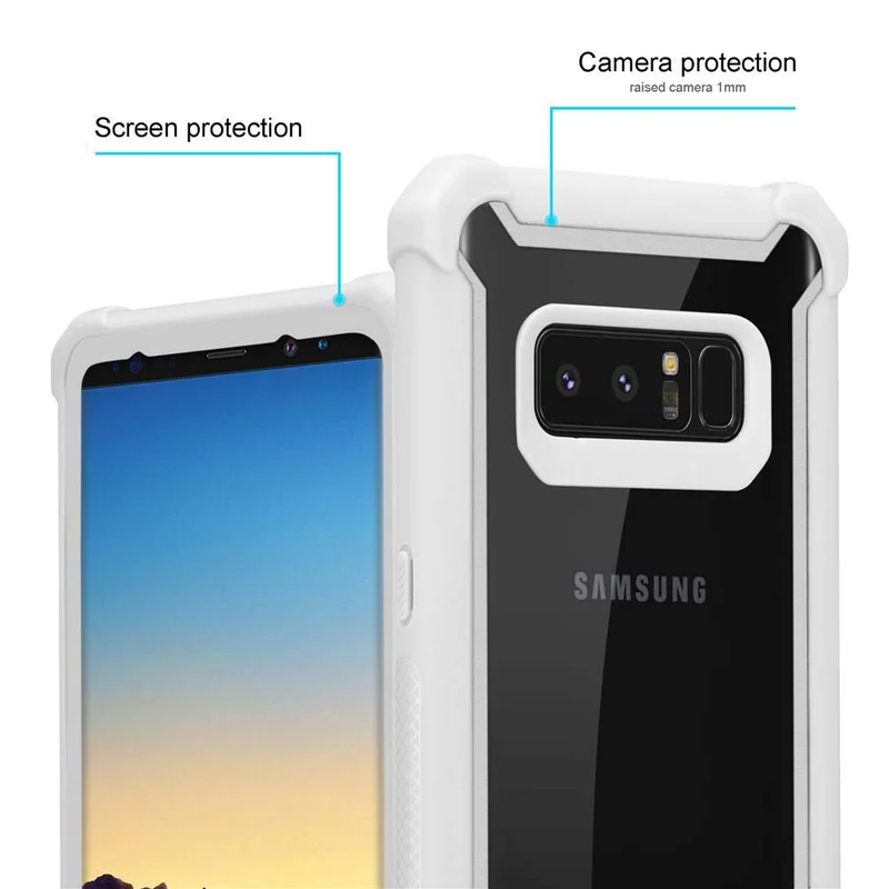 Cadorabo Hülle kompatibel mit Samsung Galaxy NOTE 8 2-in-1 Schutzhülle mit TPU Silikon-Rand und Acryl-Glas-Rücken