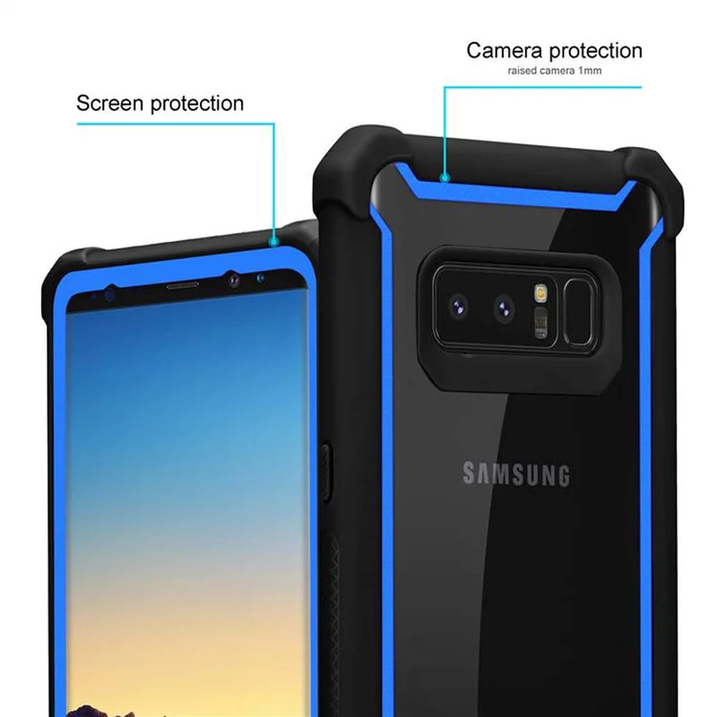 Cadorabo Hülle kompatibel mit Samsung Galaxy NOTE 8 2-in-1 Schutzhülle mit TPU Silikon-Rand und Acryl-Glas-Rücken