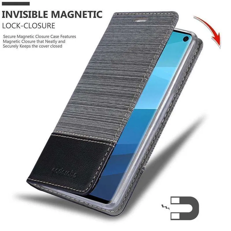 Cadorabo Hülle kompatibel mit Samsung Galaxy S10 PLUS Schutzhülle mit Magnetverschluss, Standfunktion und Kartenfach