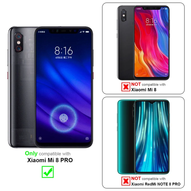 Cadorabo Hülle kompatibel mit Xiaomi Mi 8 PRO Schutzhülle mit Magnetverschluss, Standfunktion und Kartenfach