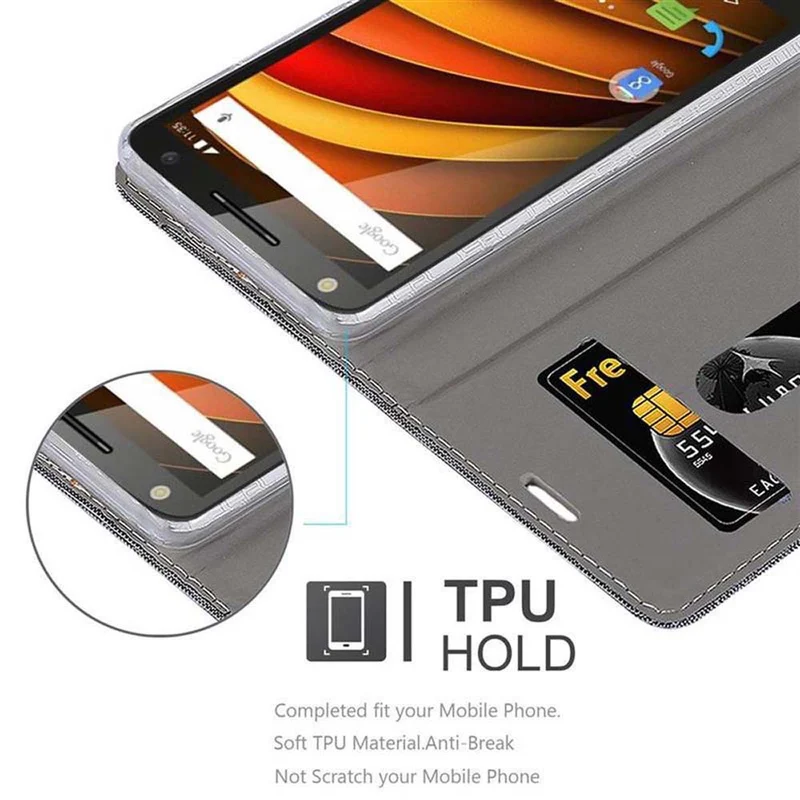 Cadorabo Hülle kompatibel mit Motorola MOTO X3 Schutzhülle mit Magnetverschluss, Standfunktion und Kartenfach