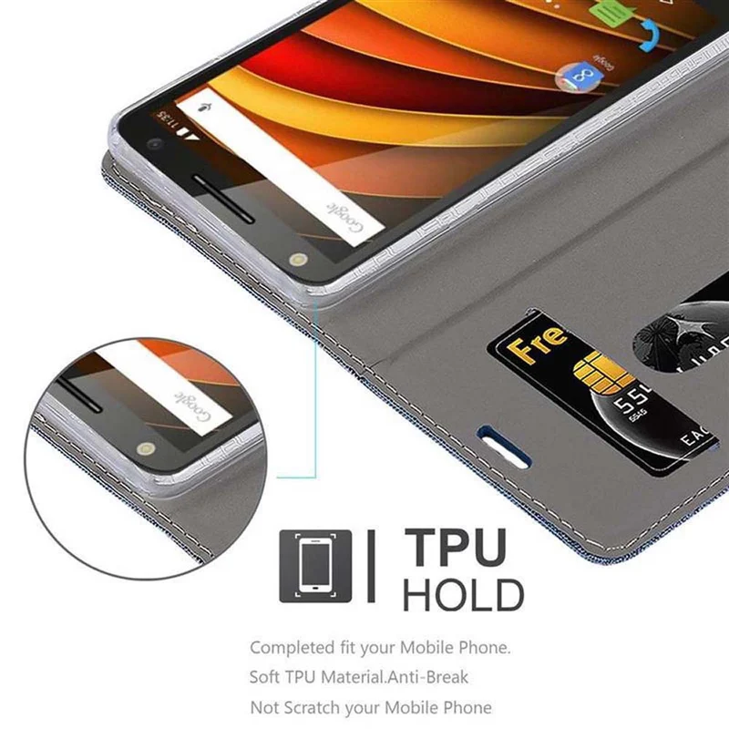 Cadorabo Hülle kompatibel mit Motorola MOTO X3 Schutzhülle mit Magnetverschluss, Standfunktion und Kartenfach