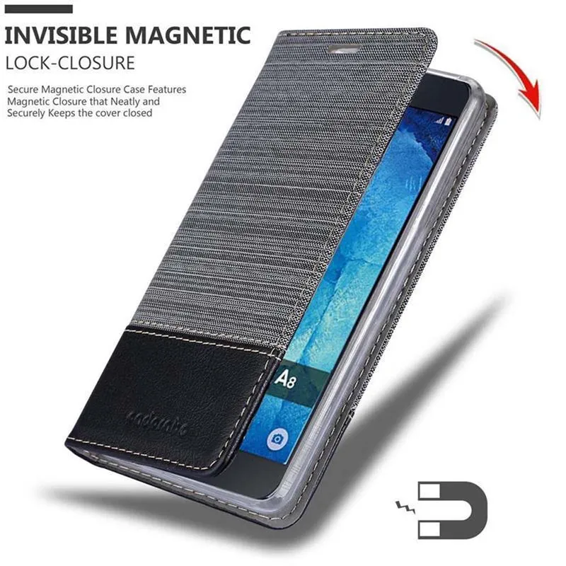 Cadorabo Hülle kompatibel mit Samsung Galaxy A8 2015 Schutzhülle mit Magnetverschluss, Standfunktion und Kartenfach