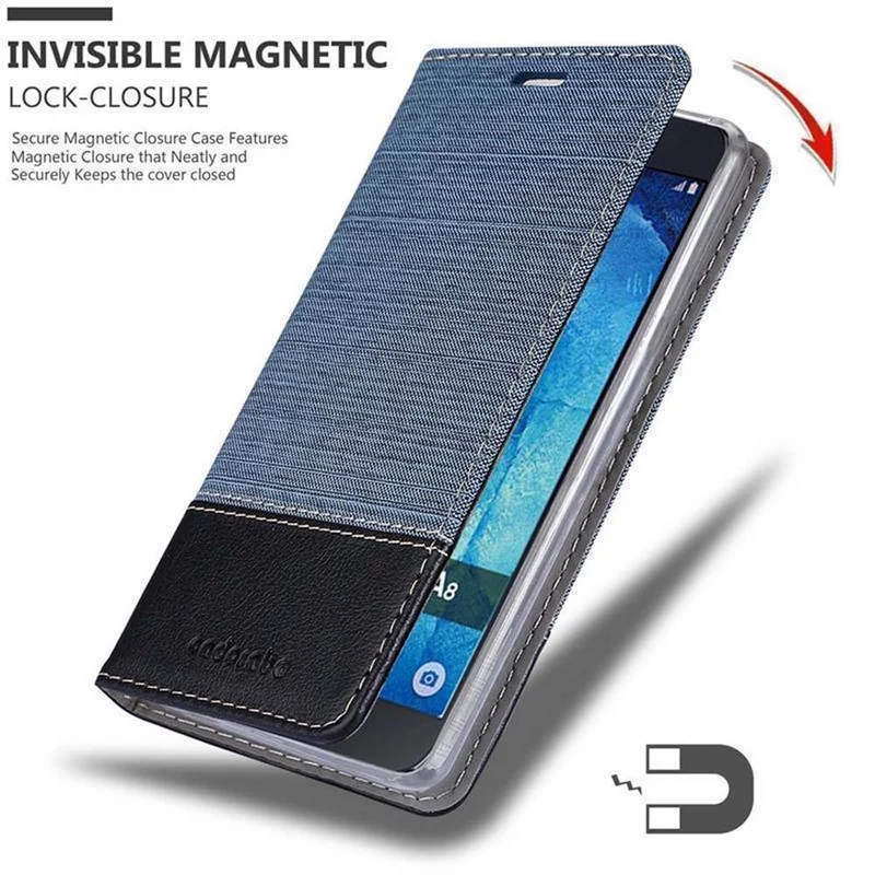 Cadorabo Hülle kompatibel mit Samsung Galaxy A8 2015 Schutzhülle mit Magnetverschluss, Standfunktion und Kartenfach