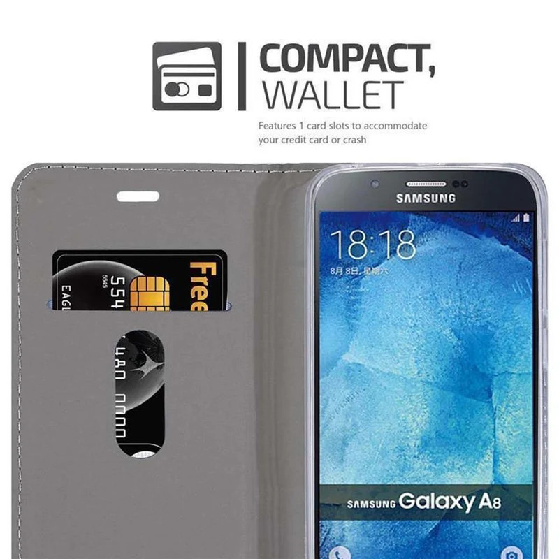 Cadorabo Hülle kompatibel mit Samsung Galaxy A8 2015 Schutzhülle mit Magnetverschluss, Standfunktion und Kartenfach