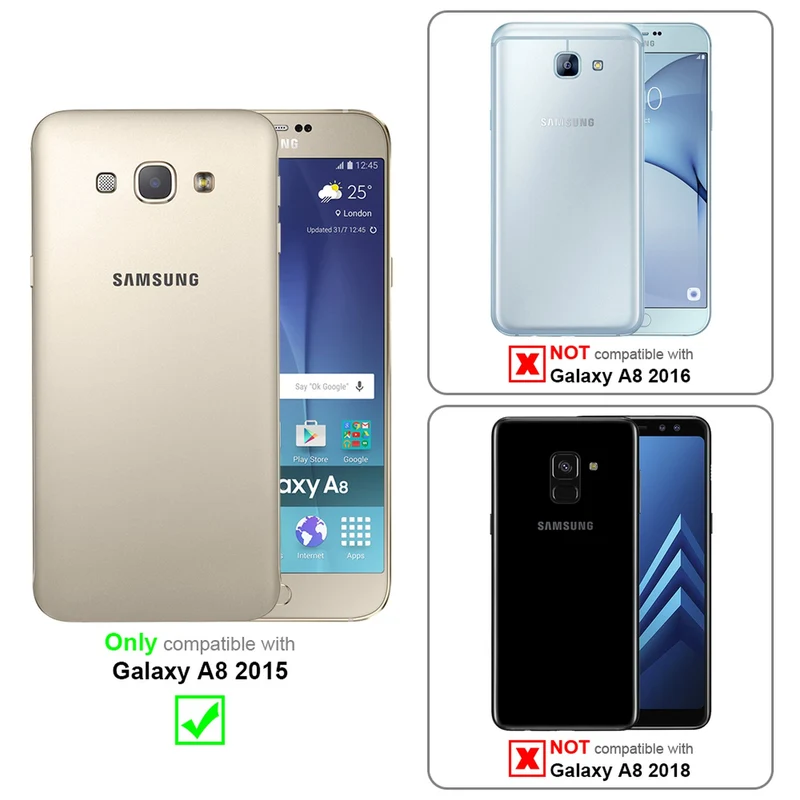 Cadorabo Hülle kompatibel mit Samsung Galaxy A8 2015 Schutzhülle mit Magnetverschluss, Standfunktion und Kartenfach