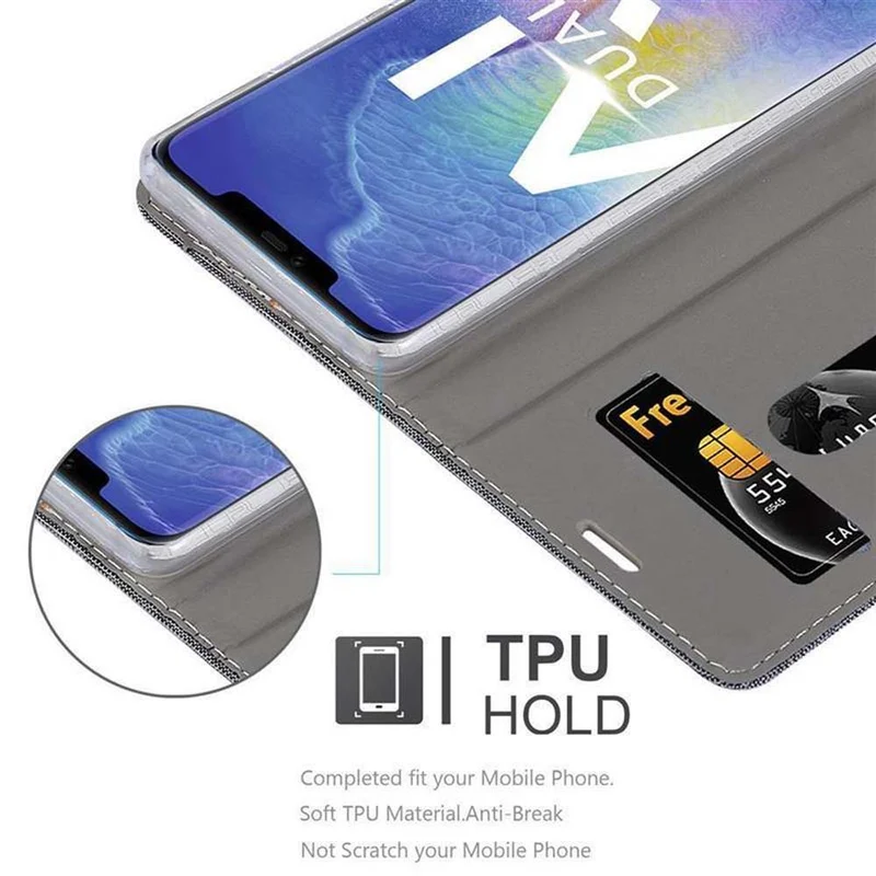 Cadorabo Hülle kompatibel mit Huawei MATE 20 PRO Schutzhülle mit Magnetverschluss, Standfunktion und Kartenfach