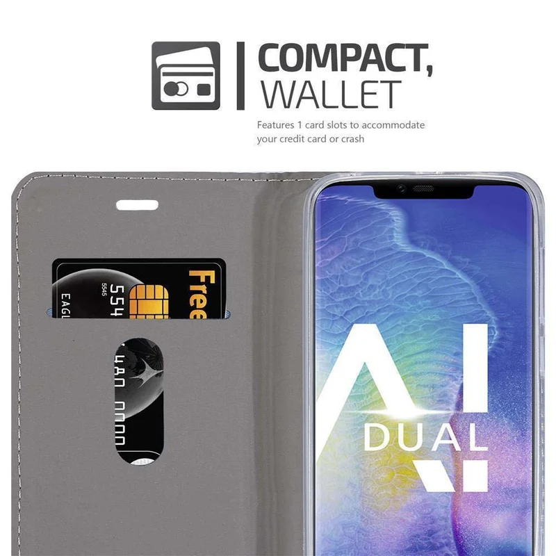Cadorabo Hülle kompatibel mit Huawei MATE 20 PRO Schutzhülle mit Magnetverschluss, Standfunktion und Kartenfach
