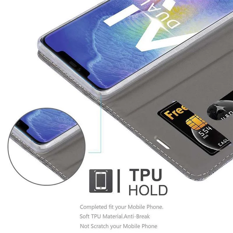 Cadorabo Hülle kompatibel mit Huawei MATE 20 PRO Schutzhülle mit Magnetverschluss, Standfunktion und Kartenfach