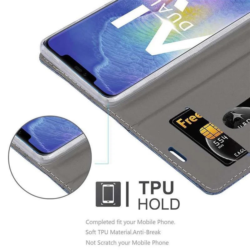 Cadorabo Hülle kompatibel mit Huawei MATE 20 PRO Schutzhülle mit Magnetverschluss, Standfunktion und Kartenfach
