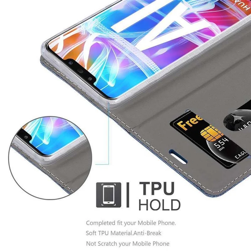 Cadorabo Hülle kompatibel mit Huawei MATE 20 LITE Schutzhülle mit Magnetverschluss, Standfunktion und Kartenfach
