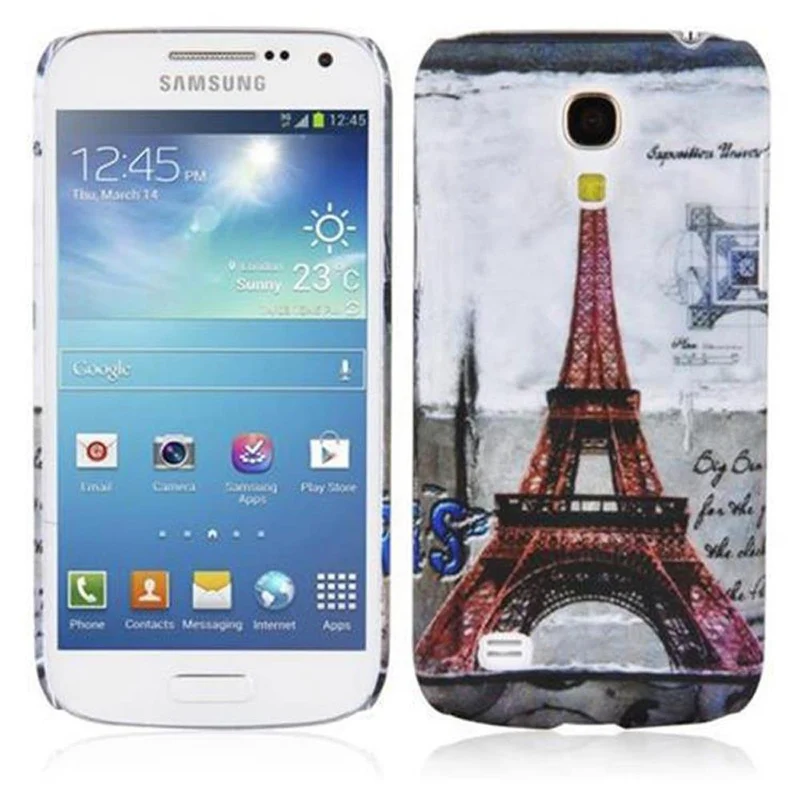 Cadorabo Hülle kompatibel mit Samsung Galaxy S4 MINI mit BROWN TIGER Aufdruck - Hard Case Schutzhülle im trendigen Design