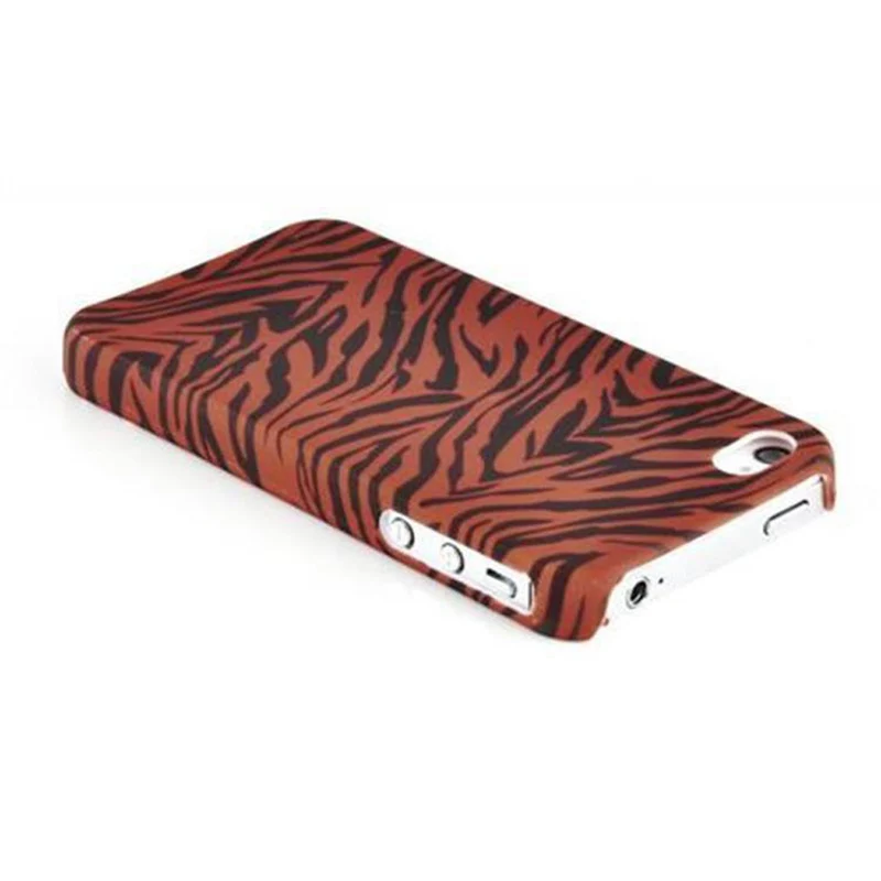 Cadorabo Hülle kompatibel mit Apple iPhone 4 / 4S mit BROWN TIGER Aufdruck - Hard Case Schutzhülle im trendigen Design