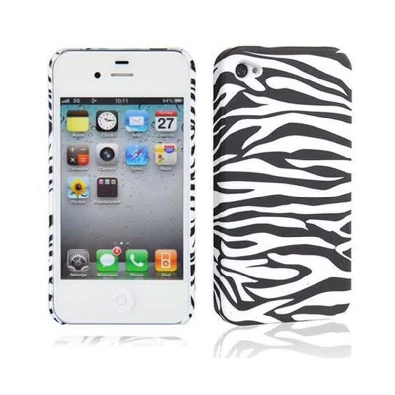 Cadorabo Hülle kompatibel mit Apple iPhone 4 / 4S mit BROWN TIGER Aufdruck - Hard Case Schutzhülle im trendigen Design