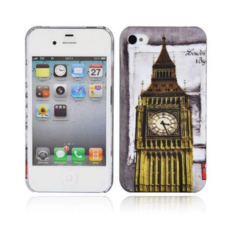 Cadorabo Hülle kompatibel mit Apple iPhone 4 / 4S mit BROWN TIGER Aufdruck - Hard Case Schutzhülle im trendigen Design