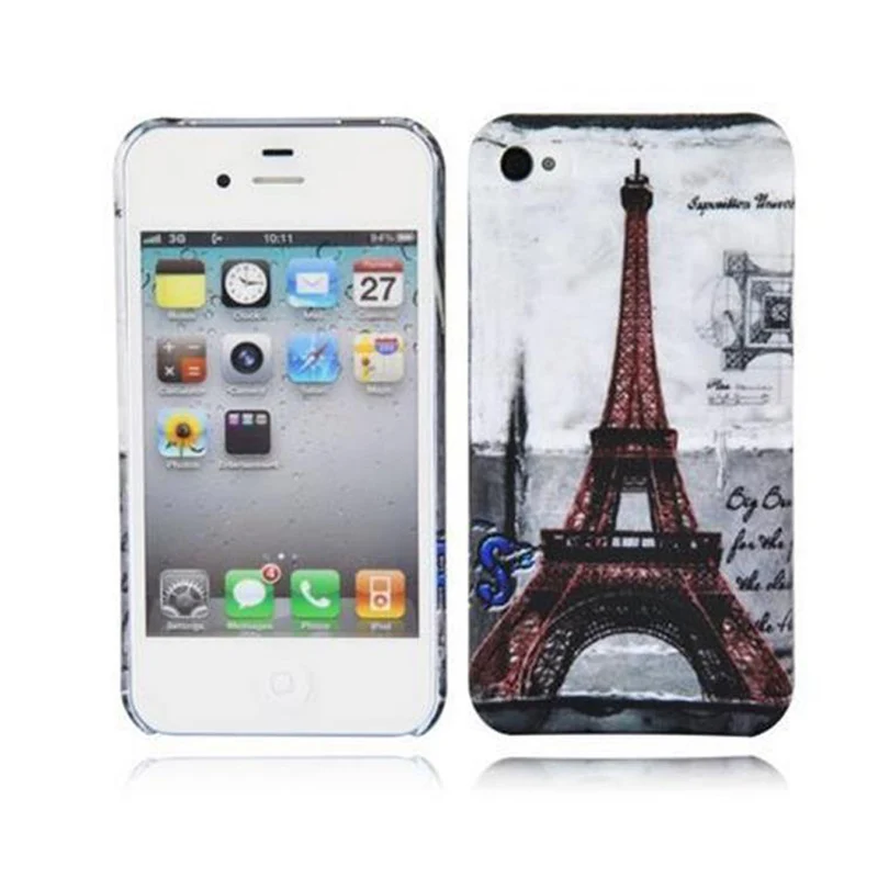 Cadorabo Hülle kompatibel mit Apple iPhone 4 / 4S mit BROWN TIGER Aufdruck - Hard Case Schutzhülle im trendigen Design