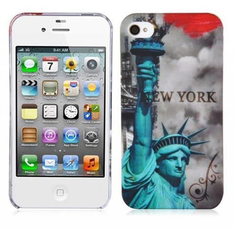 Cadorabo Hülle kompatibel mit Apple iPhone 4 / 4S mit BROWN TIGER Aufdruck - Hard Case Schutzhülle im trendigen Design