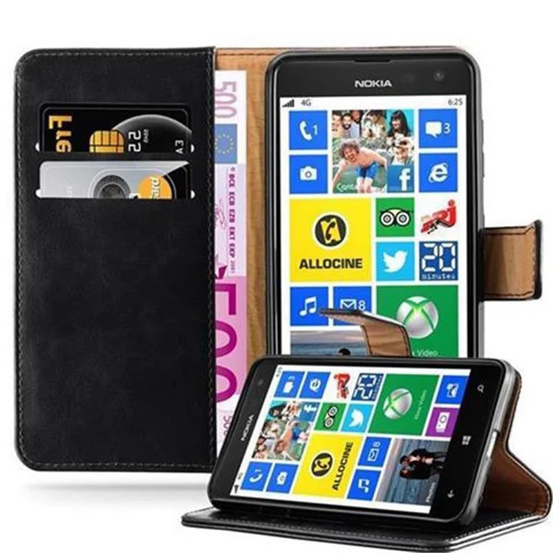 Cadorabo Hülle kompatibel mit Nokia Lumia 625 Schutzhülle mit Magnetverschluss, Standfunktion und Kartenfach