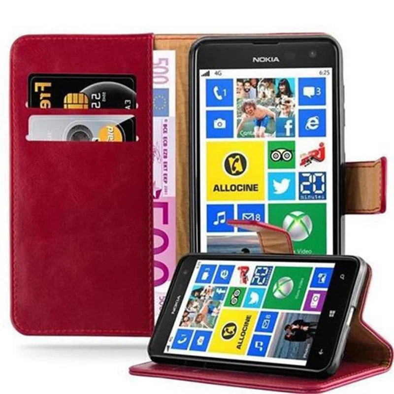 Cadorabo Hülle kompatibel mit Nokia Lumia 625 Schutzhülle mit Magnetverschluss, Standfunktion und Kartenfach