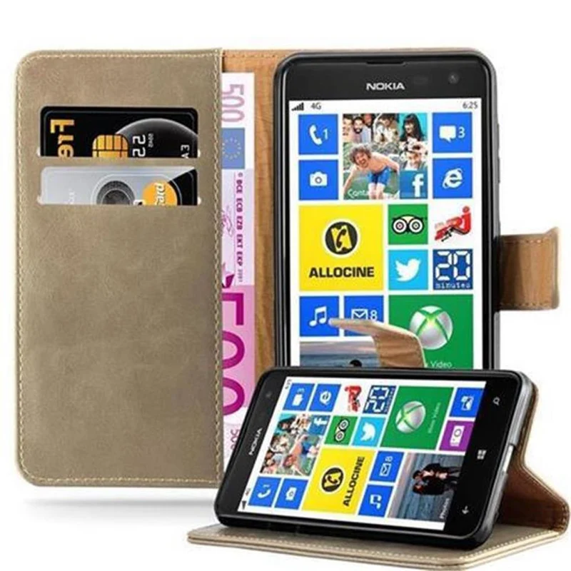 Cadorabo Hülle kompatibel mit Nokia Lumia 625 Schutzhülle mit Magnetverschluss, Standfunktion und Kartenfach