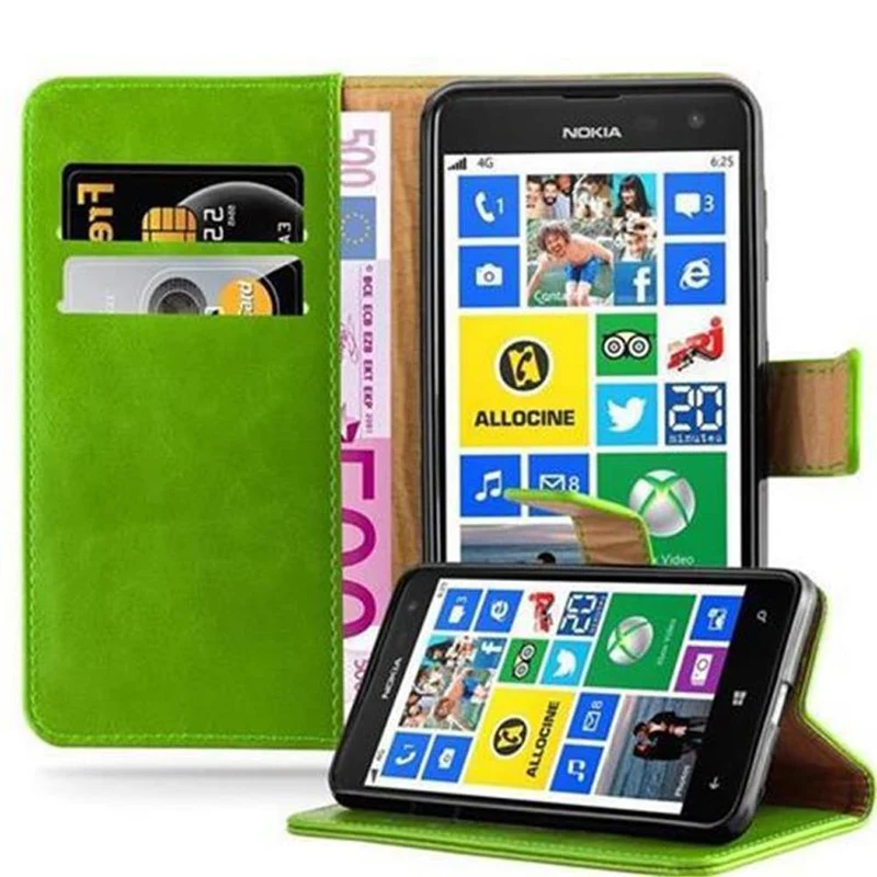 Cadorabo Hülle kompatibel mit Nokia Lumia 625 Schutzhülle mit Magnetverschluss, Standfunktion und Kartenfach