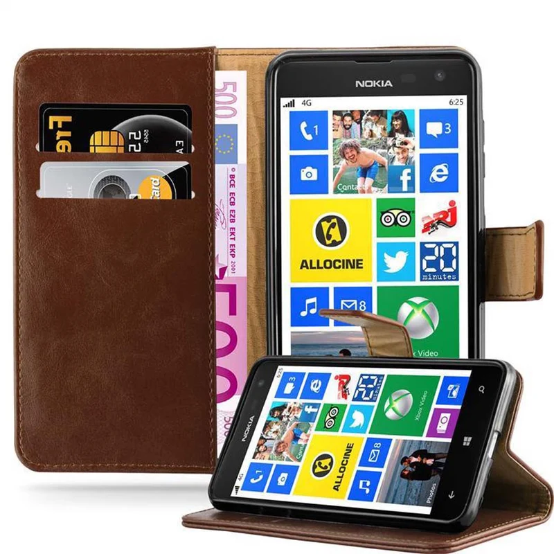 Cadorabo Hülle kompatibel mit Nokia Lumia 625 Schutzhülle mit Magnetverschluss, Standfunktion und Kartenfach