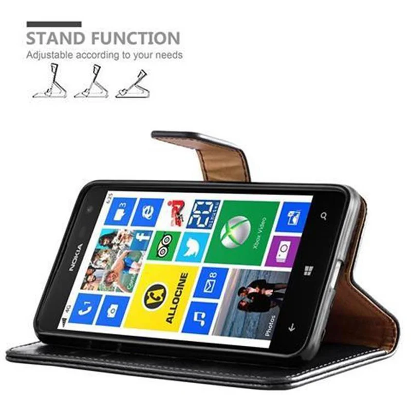 Cadorabo Hülle kompatibel mit Nokia Lumia 625 Schutzhülle mit Magnetverschluss, Standfunktion und Kartenfach