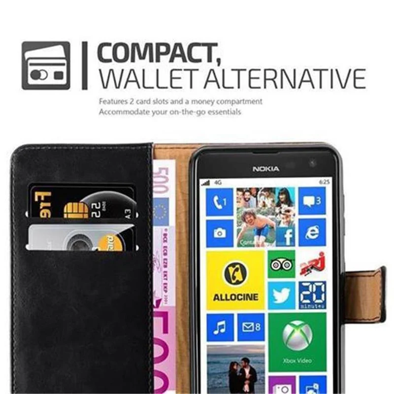 Cadorabo Hülle kompatibel mit Nokia Lumia 625 Schutzhülle mit Magnetverschluss, Standfunktion und Kartenfach