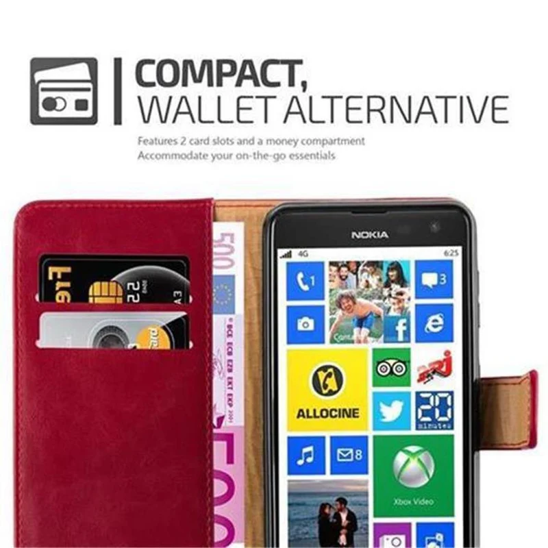 Cadorabo Hülle kompatibel mit Nokia Lumia 625 Schutzhülle mit Magnetverschluss, Standfunktion und Kartenfach