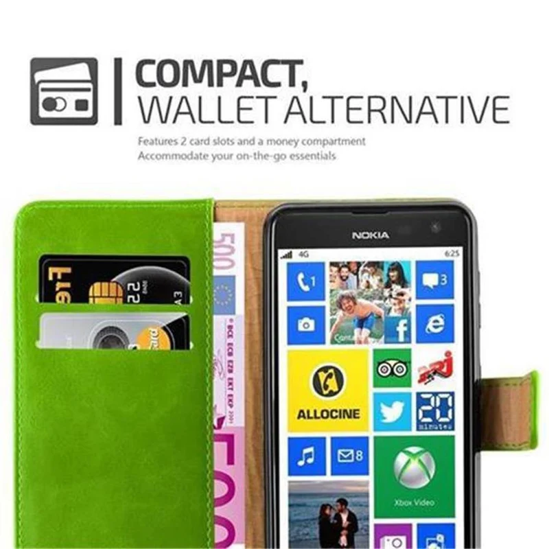 Cadorabo Hülle kompatibel mit Nokia Lumia 625 Schutzhülle mit Magnetverschluss, Standfunktion und Kartenfach