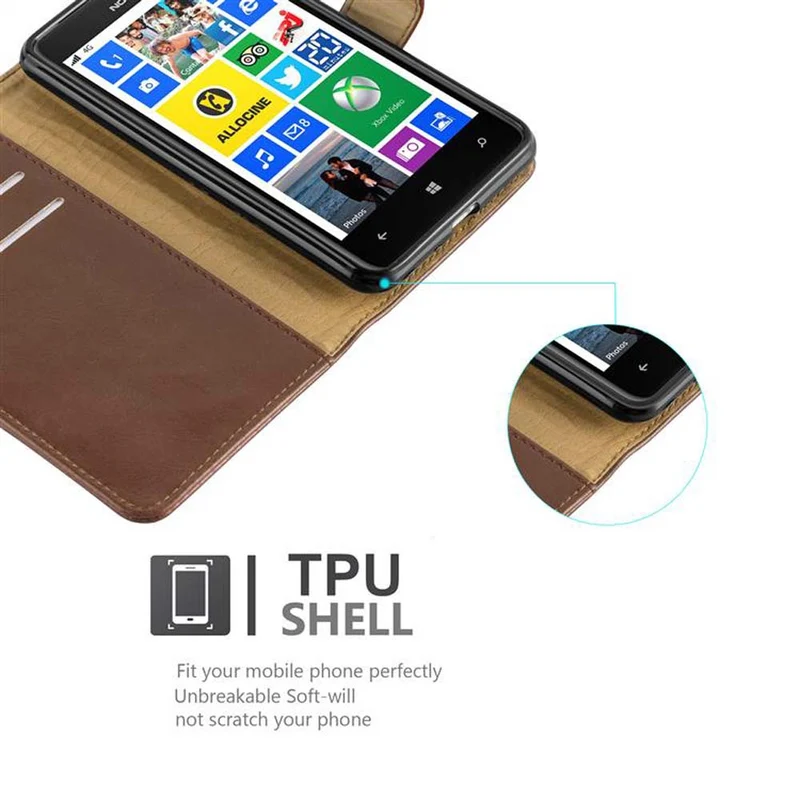 Cadorabo Hülle kompatibel mit Nokia Lumia 625 Schutzhülle mit Magnetverschluss, Standfunktion und Kartenfach