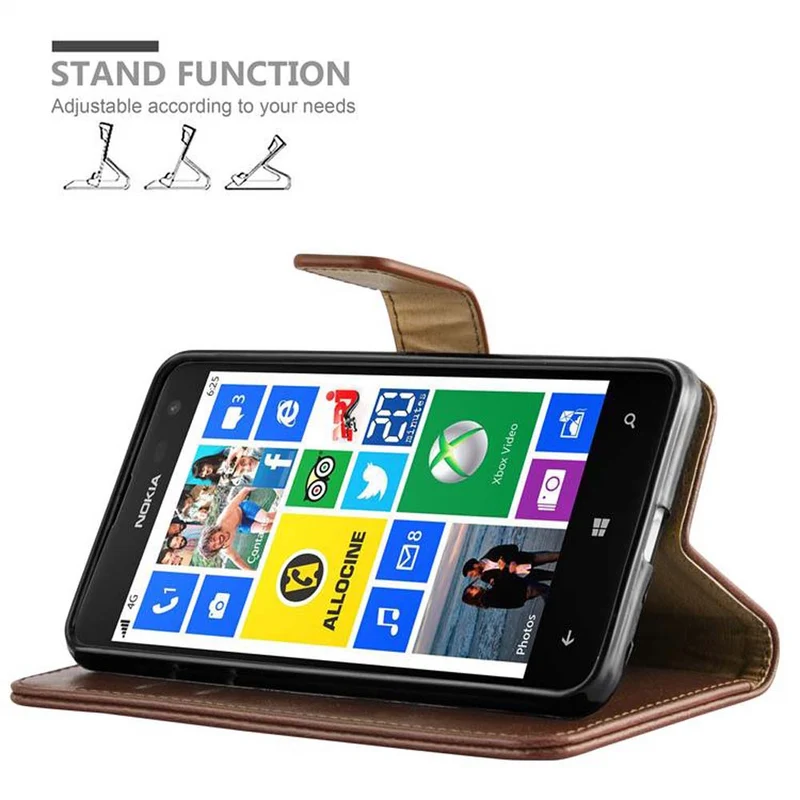 Cadorabo Hülle kompatibel mit Nokia Lumia 625 Schutzhülle mit Magnetverschluss, Standfunktion und Kartenfach