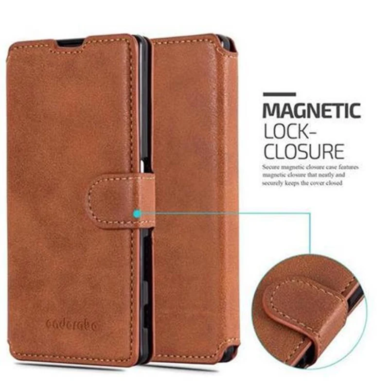 Cadorabo Hülle kompatibel mit Sony Xperia Z5 Schutzhülle mit Standfunktion und Kartenfach im Retro Design
