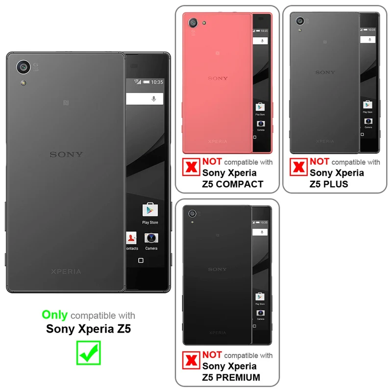Cadorabo Hülle kompatibel mit Sony Xperia Z5 Schutzhülle mit Standfunktion und Kartenfach im Retro Design
