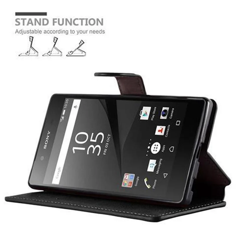 Cadorabo Hülle kompatibel mit Sony Xperia Z5 Schutzhülle mit Standfunktion und Kartenfach im Retro Design