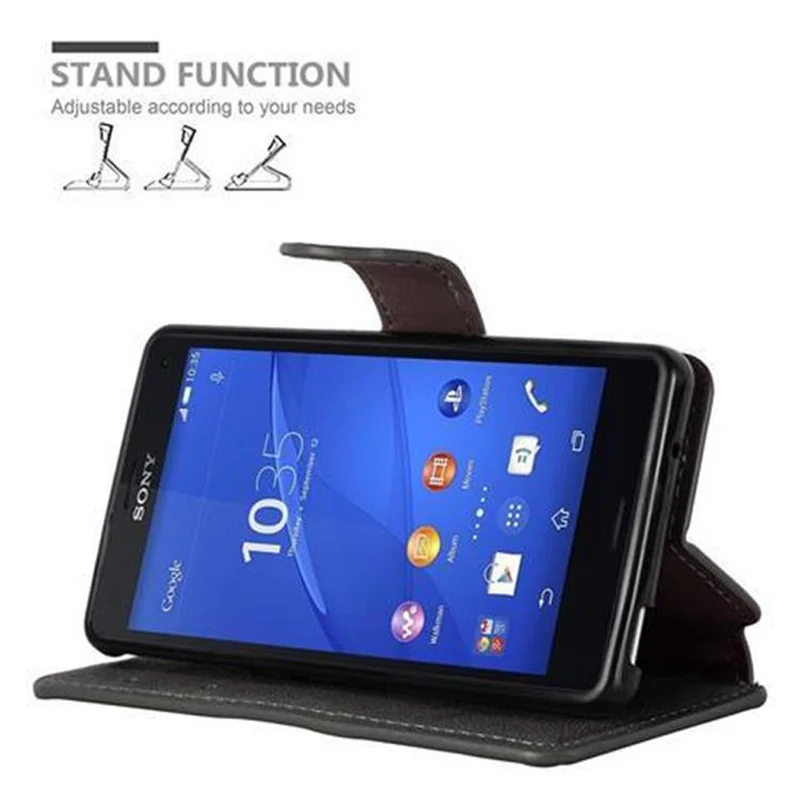 Cadorabo Hülle kompatibel mit Sony Xperia Z3 COMPACT Schutzhülle mit Standfunktion und Kartenfach im Retro Design