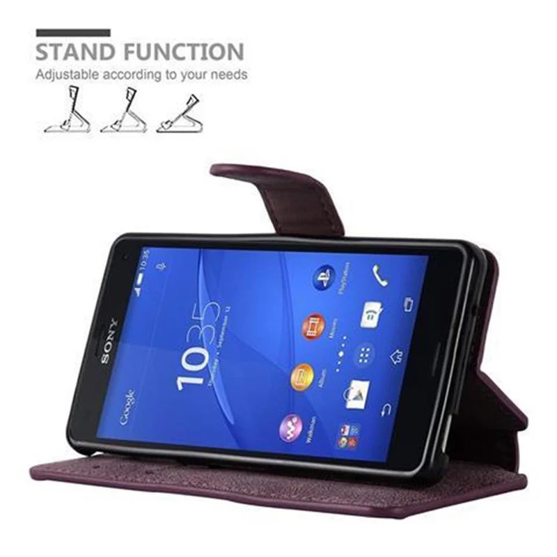 Cadorabo Hülle kompatibel mit Sony Xperia Z3 COMPACT Schutzhülle mit Standfunktion und Kartenfach im Retro Design