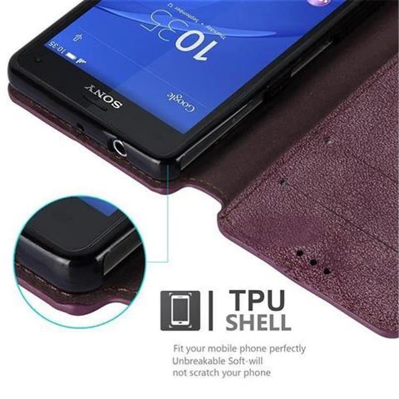 Cadorabo Hülle kompatibel mit Sony Xperia Z3 COMPACT Schutzhülle mit Standfunktion und Kartenfach im Retro Design