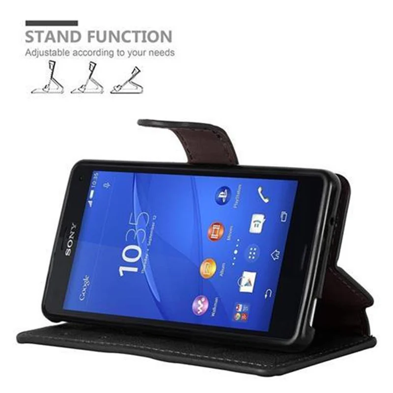 Cadorabo Hülle kompatibel mit Sony Xperia Z3 COMPACT Schutzhülle mit Standfunktion und Kartenfach im Retro Design