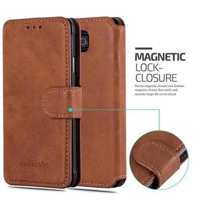 Cadorabo Hülle kompatibel mit Samsung Galaxy ALPHA Schutzhülle mit Standfunktion und Kartenfach im Retro Design